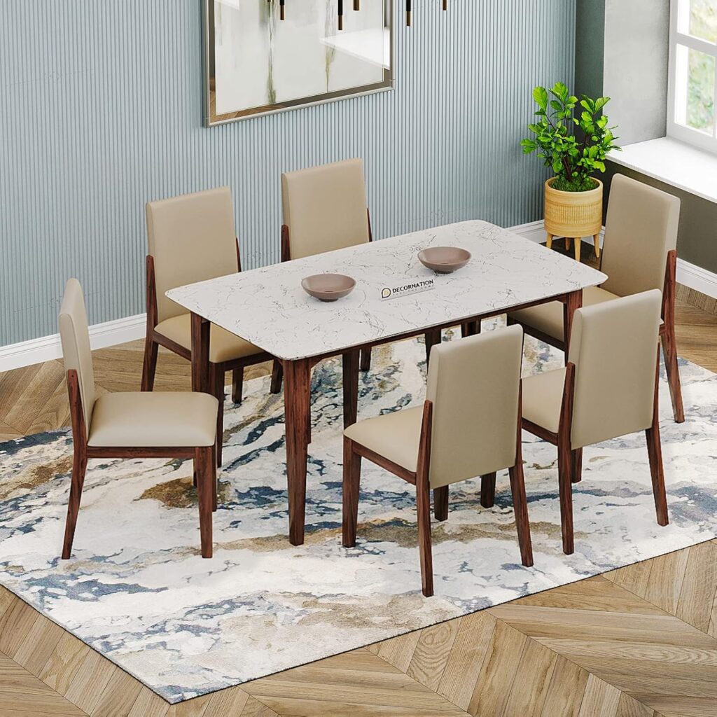 Living Room- Dining Table with Six Chairs